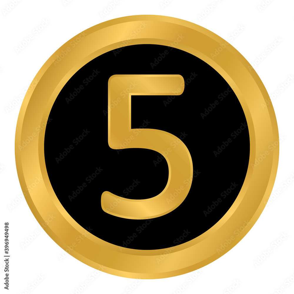 Gold number five button. Gold number five button.