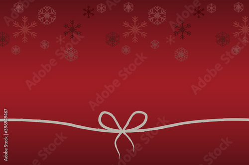 Vector of ribbon on red gradient background and snowflakes, the theme of Christmas