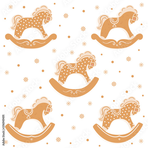 The gingerbread rocking horse collection is on a white background.