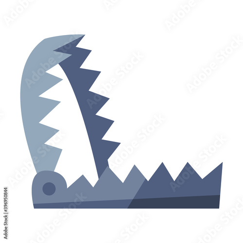 Steel Hunting Trap, Hunter Equipment Flat Vector Illustration