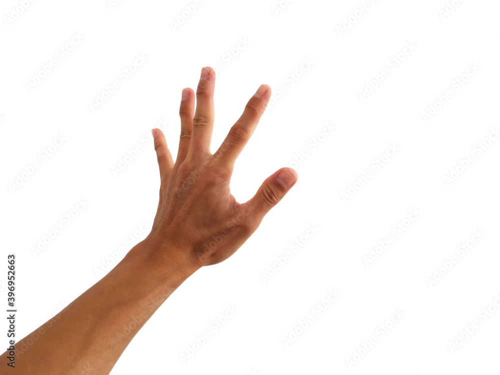 show hand with grab gesture on white background show hand with grab gesture on white background