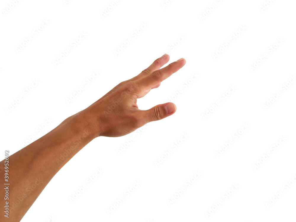 show hand with grab gesture on white background show hand with grab gesture on white background