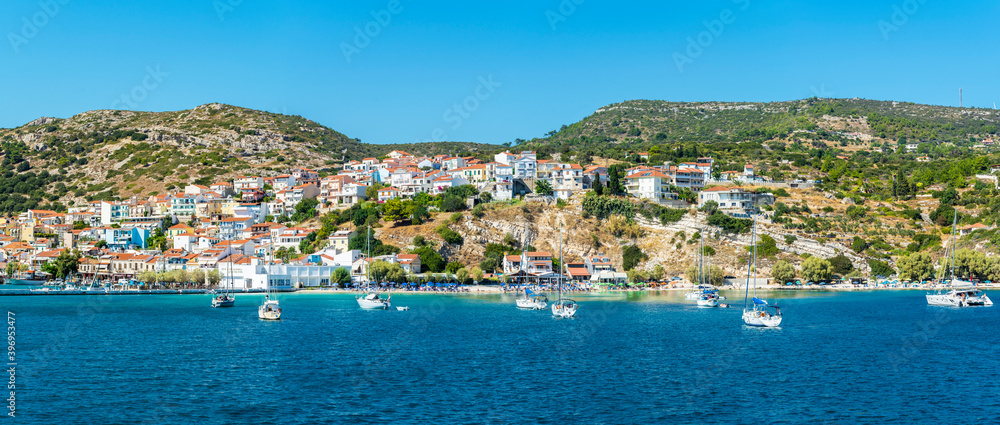 Pythagorion Port panoramic view in Samos Island. Samos Island is populer tourist destination in Greece.