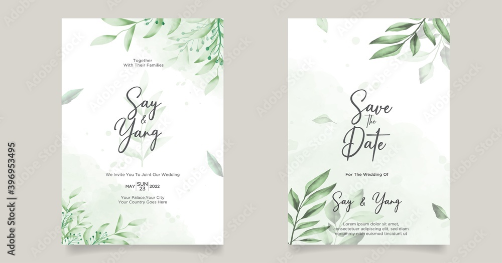 leaf wedding invitations card template