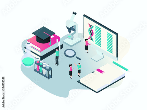Medical college student isometric 3D vector concept for landing page, template, ui, web, homepage, poster, banner, flyer