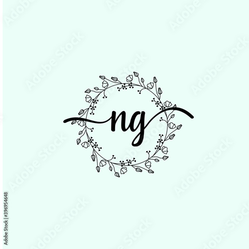 NG Initial handwriting logo template vector 