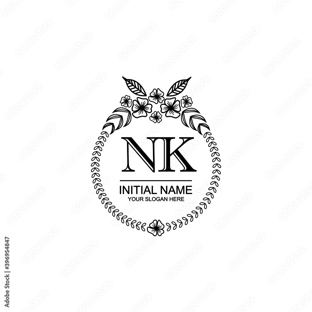 NK Initial handwriting logo template vector NK Initial handwriting logo template vector