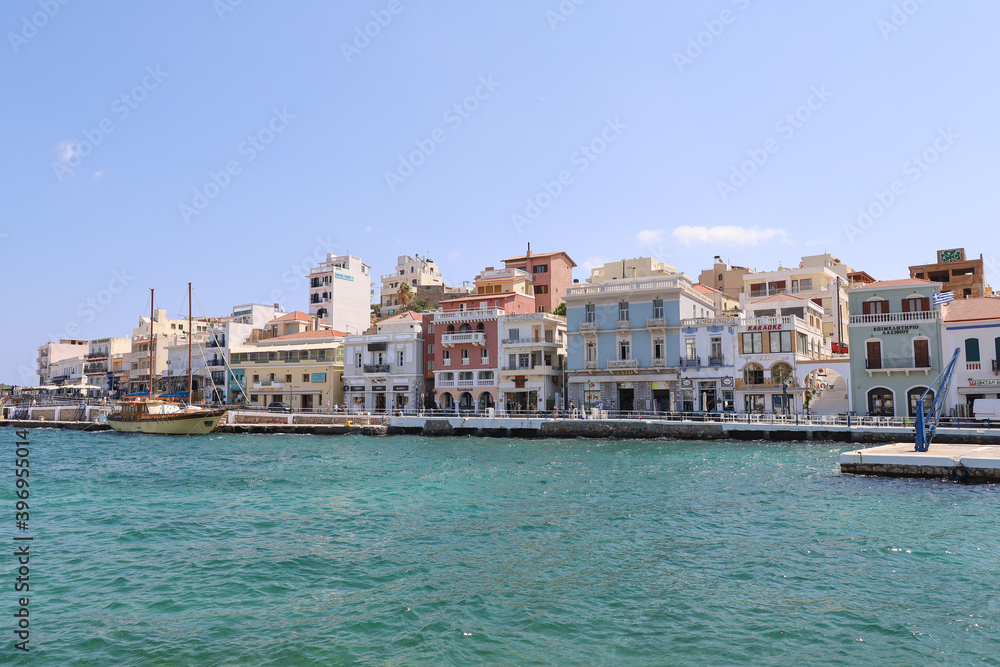 Pier of the port of Agios Nikolaos in Crete, Greece