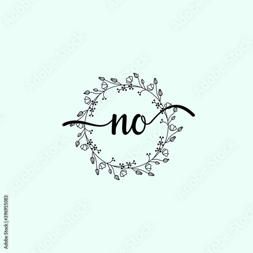 NO Initial handwriting logo template vector 