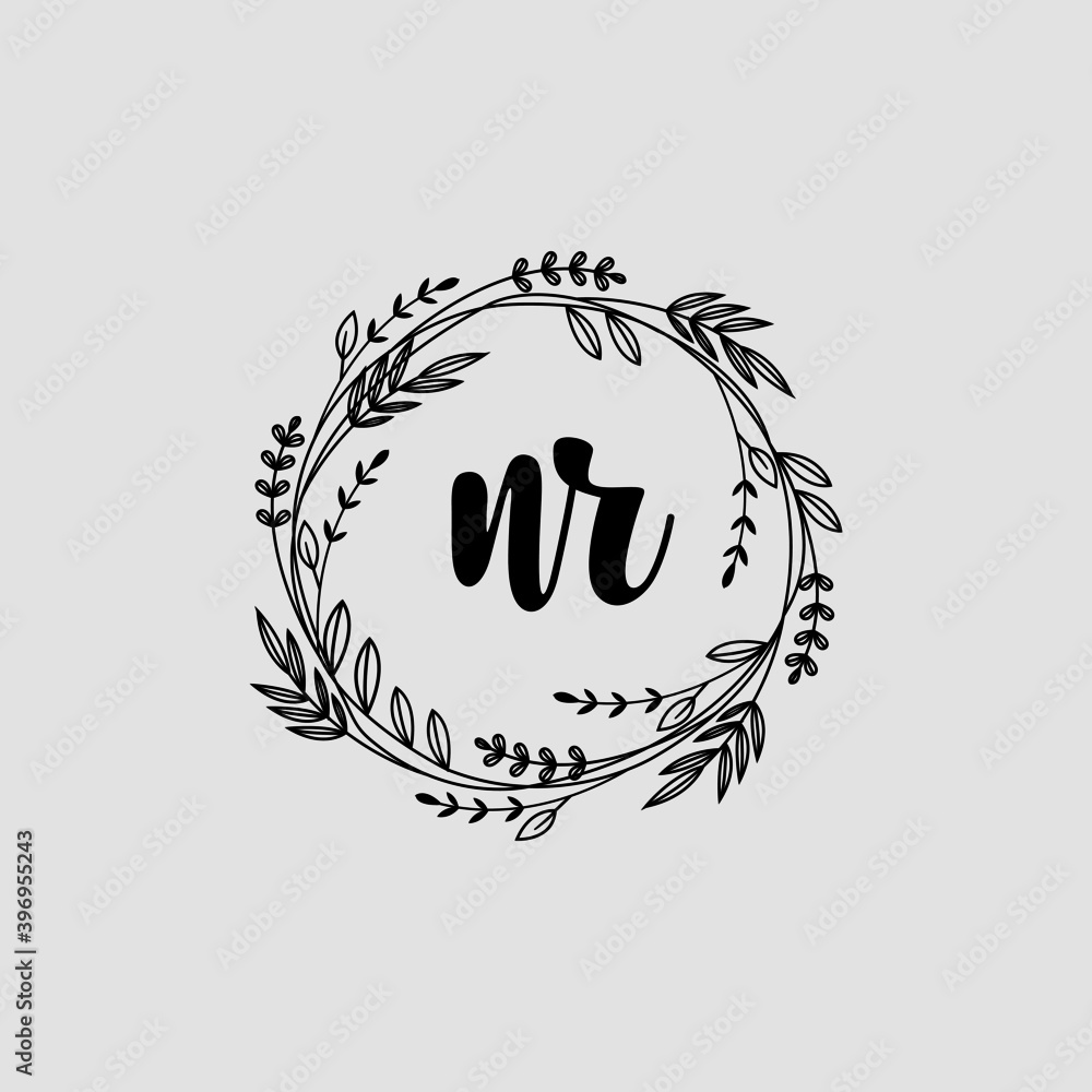 NR Initial handwriting logo template vector NR Initial handwriting logo template vector