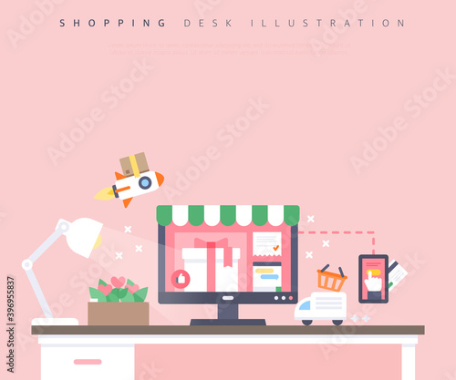 Shopping Desk Illustration
