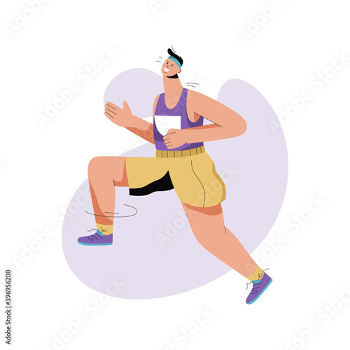 Sportsman running marathon. Male runner in sports uniform jogging