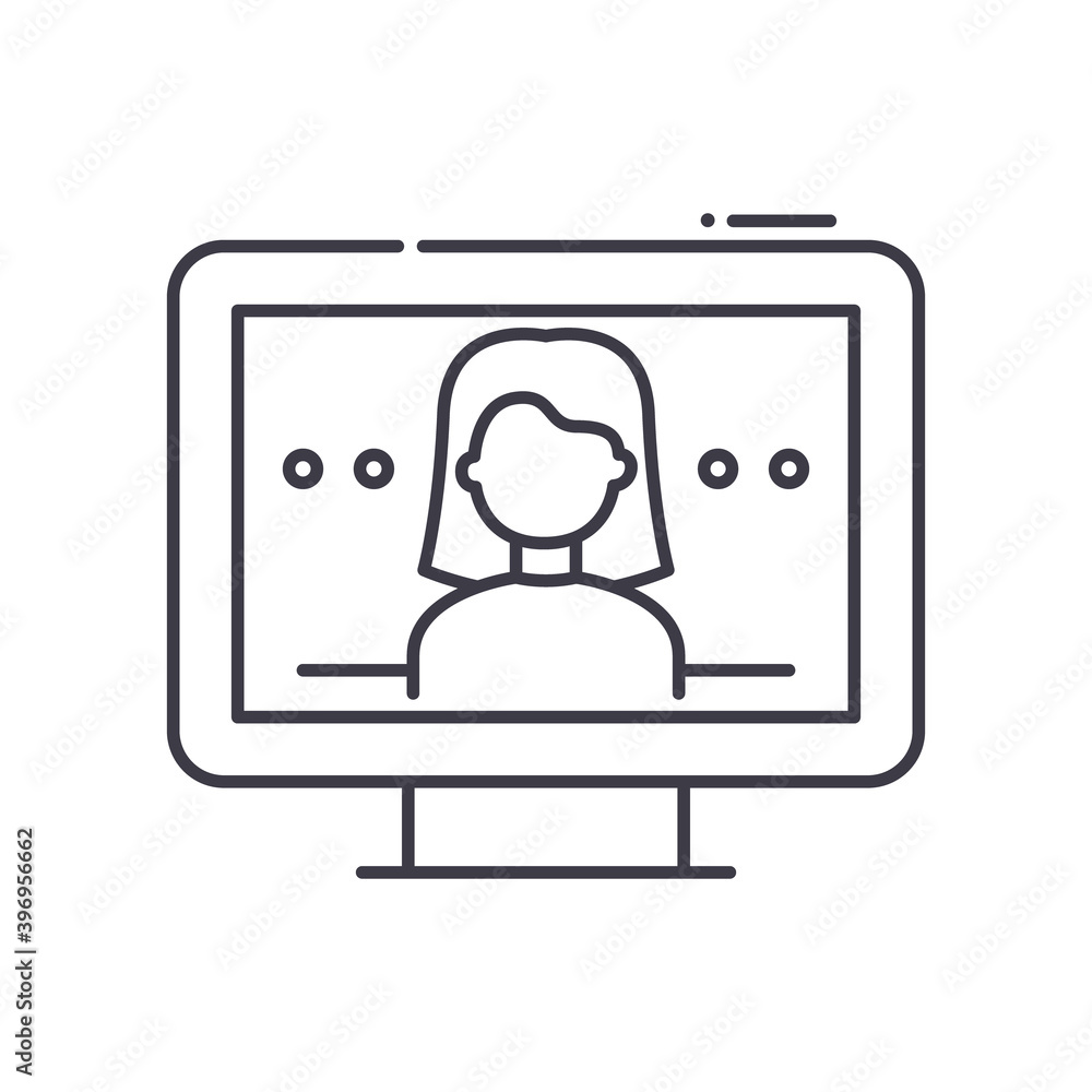Monitor icon, linear isolated illustration, thin line vector, web design sign, outline concept symbol with editable stroke on white background. Monitor icon, linear isolated illustration, thin line vector, web design sign, outline concept symbol with editable stroke on white background.