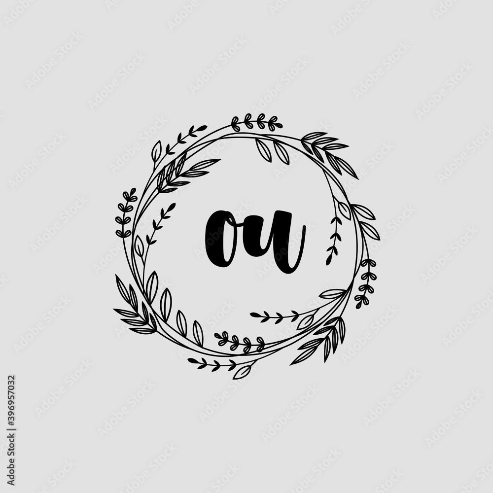 OU Initial handwriting logo template vector OU Initial handwriting logo template vector