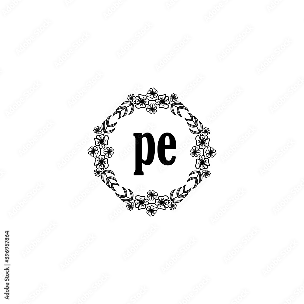 PE Initial handwriting logo template vector PE Initial handwriting logo template vector