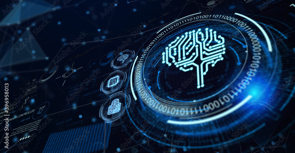 Artificial intelligence (AI), machine learning and modern computer technologies concepts. Business, Technology, Internet and network concept. Artificial intelligence (AI), machine learning and modern computer technologies concepts. Business, Technology, Internet and network concept.