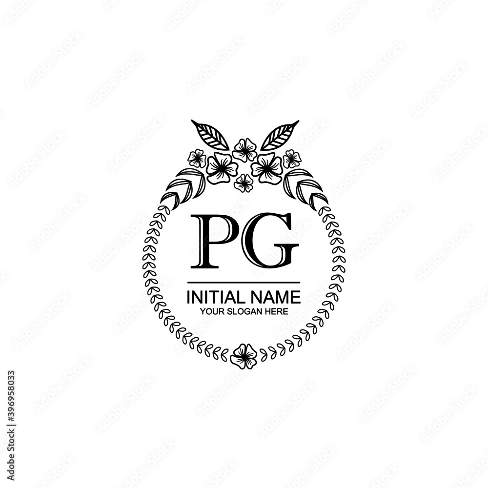 PG Initial handwriting logo template vector PG Initial handwriting logo template vector