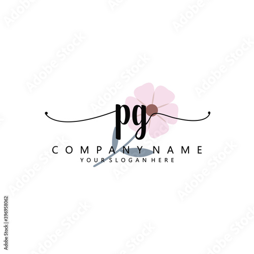 PG Initial handwriting logo template vector 