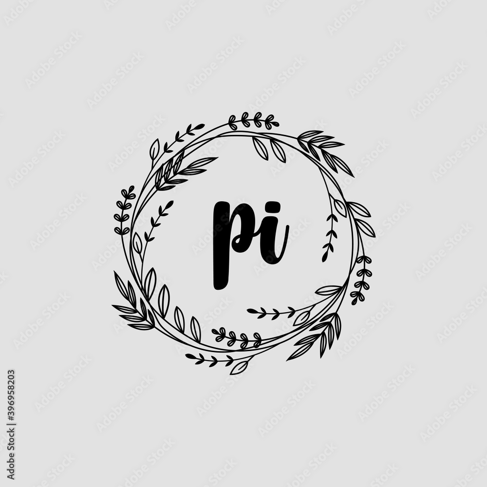 PI Initial handwriting logo template vector 