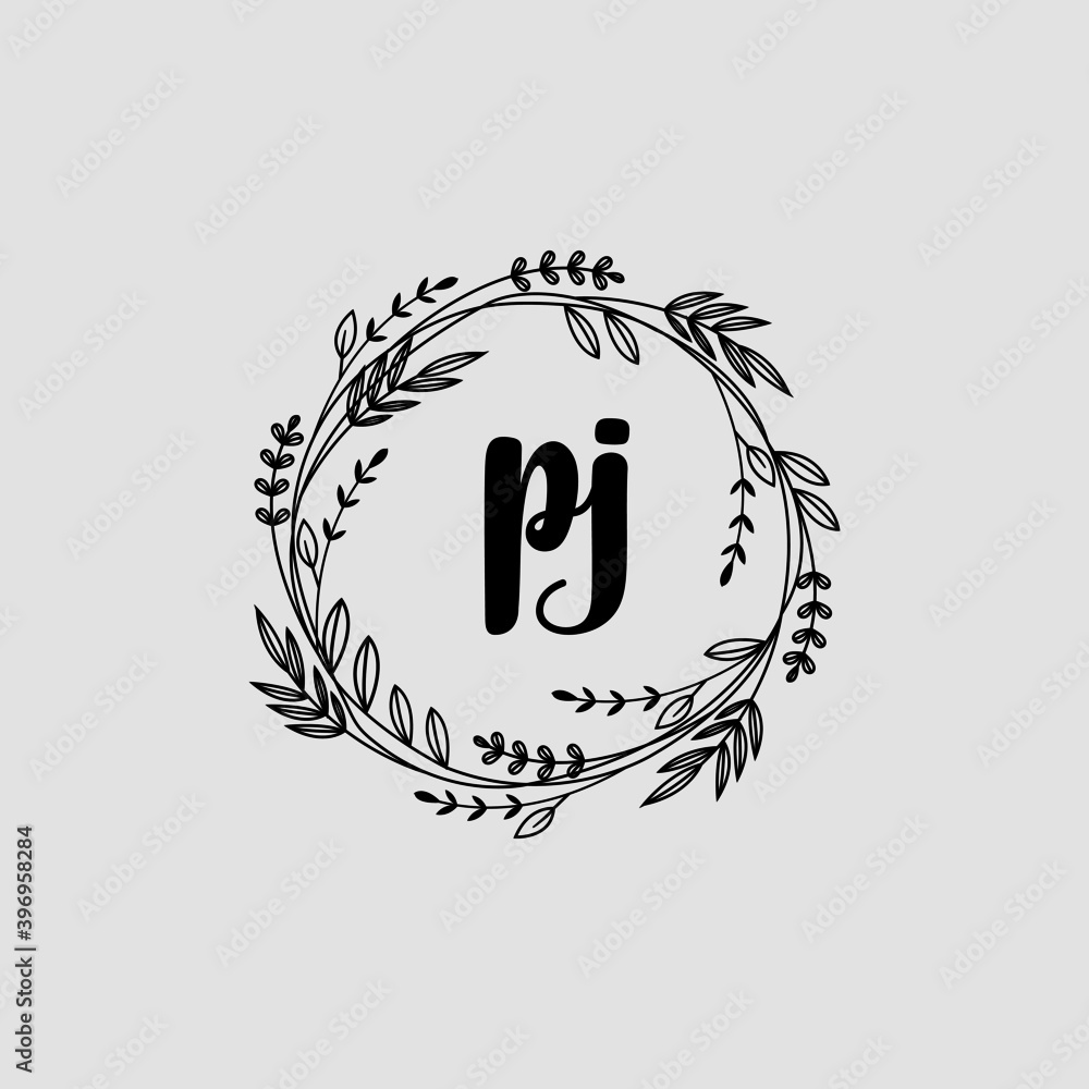 PJ Initial handwriting logo template vector PJ Initial handwriting logo template vector