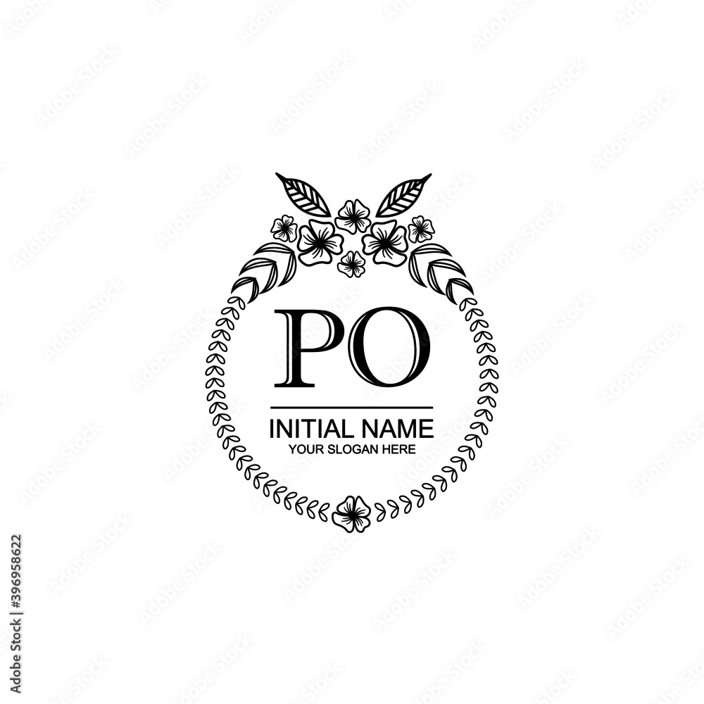 PO Initial handwriting logo template vector PO Initial handwriting logo template vector