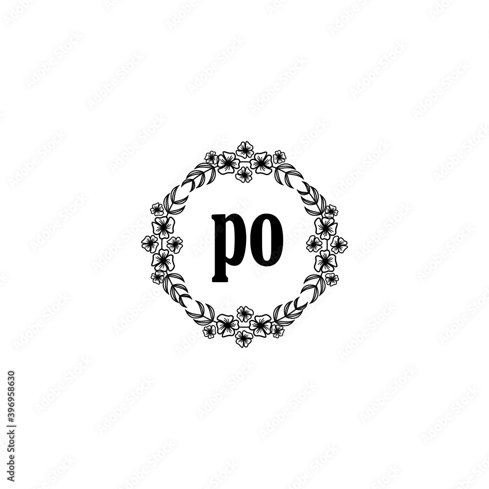 PO Initial handwriting logo template vector PO Initial handwriting logo template vector