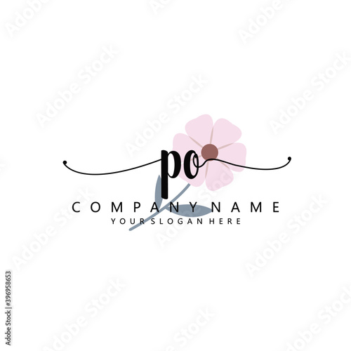 PO Initial handwriting logo template vector 