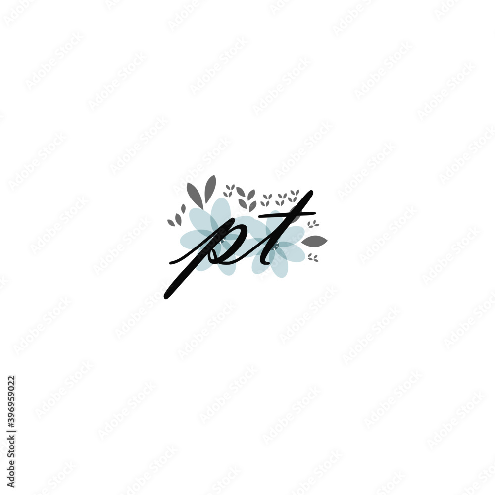 PT Initial handwriting logo template vector PT Initial handwriting logo template vector