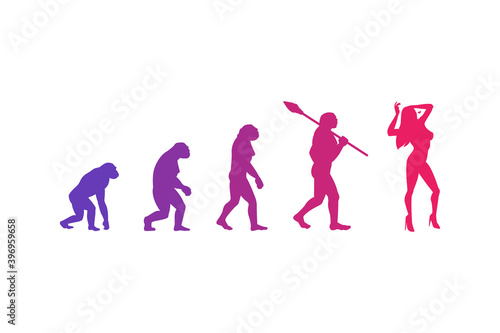 The evolution theory of woman. Isolated Vector Illustration