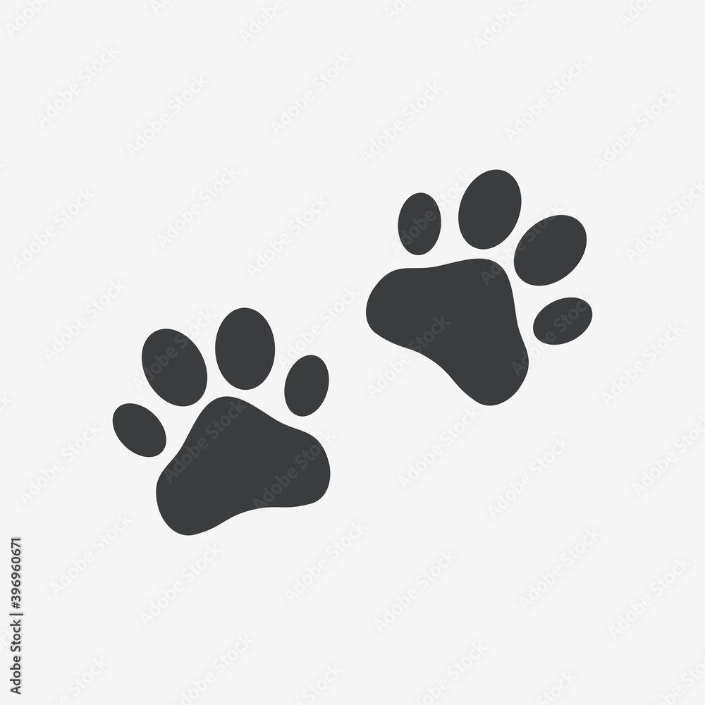 Paw Prints Flat Black Vector Icon Paw Prints Flat Black Vector Icon