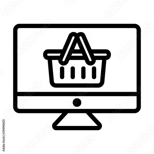 Online Shopping icon vector illustration in line style for any projects