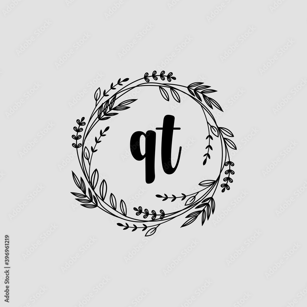 QT Initial handwriting logo template vector QT Initial handwriting logo template vector