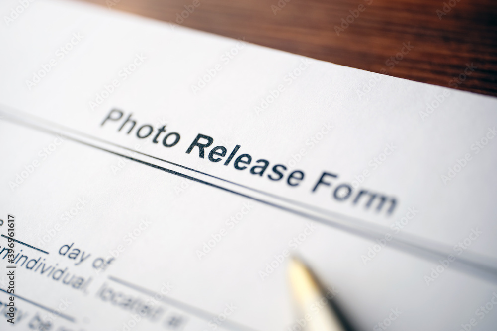 Legal document Photo Release Form on paper Legal document Photo Release Form on paper