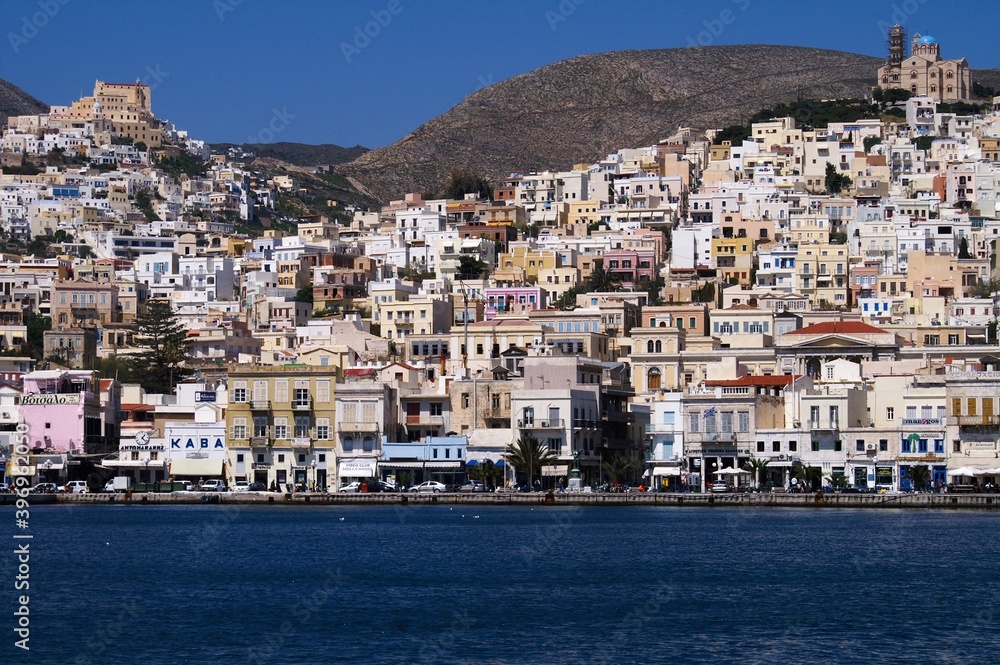 Panoramic view of the town of Hermoupoli in the Greek island of  Syros, April 9 2006.