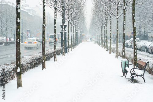Budapest, Andrassy road, winter walkway photo
