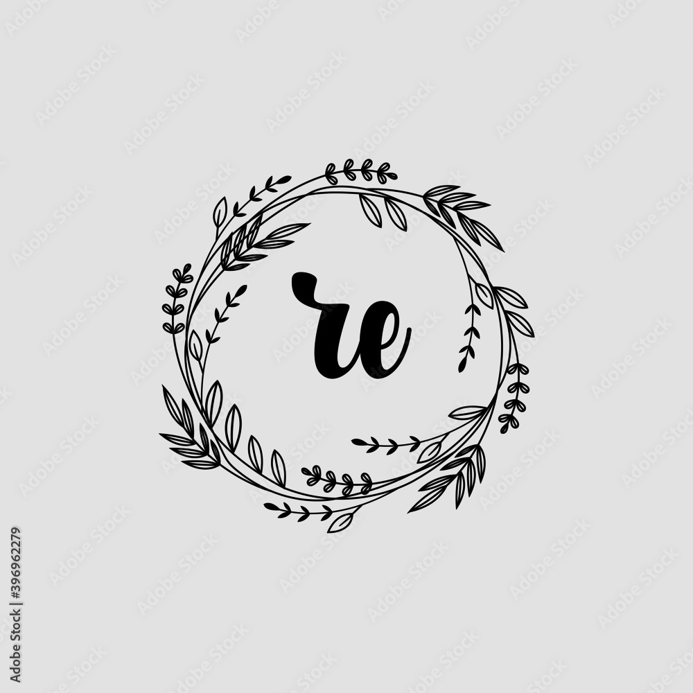 RE Initial handwriting logo template vector RE Initial handwriting logo template vector