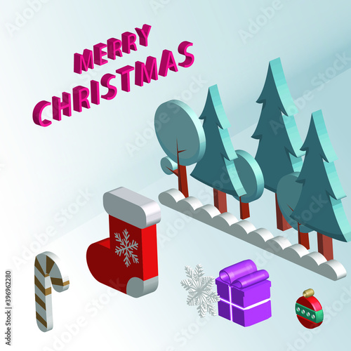 Wish You Merry Christmas 3D illustration
