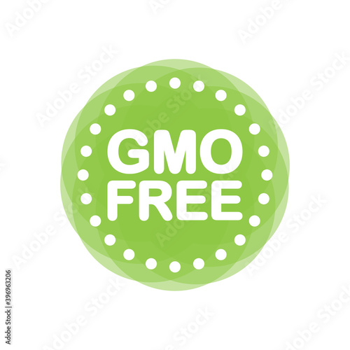 Gmo free green stamp in flat style on white background. Vector illustration.