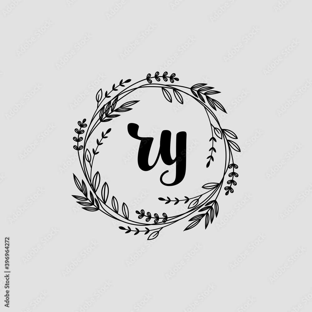 RY Initial handwriting logo template vector RY Initial handwriting logo template vector