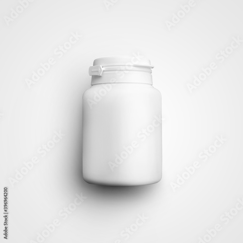 Mockup of white matte jar with first tamper control, small bottle for skin care cream, isolated on background.