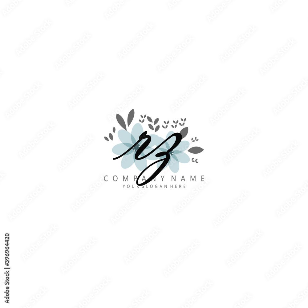 RZ Initial handwriting logo template vector RZ Initial handwriting logo template vector