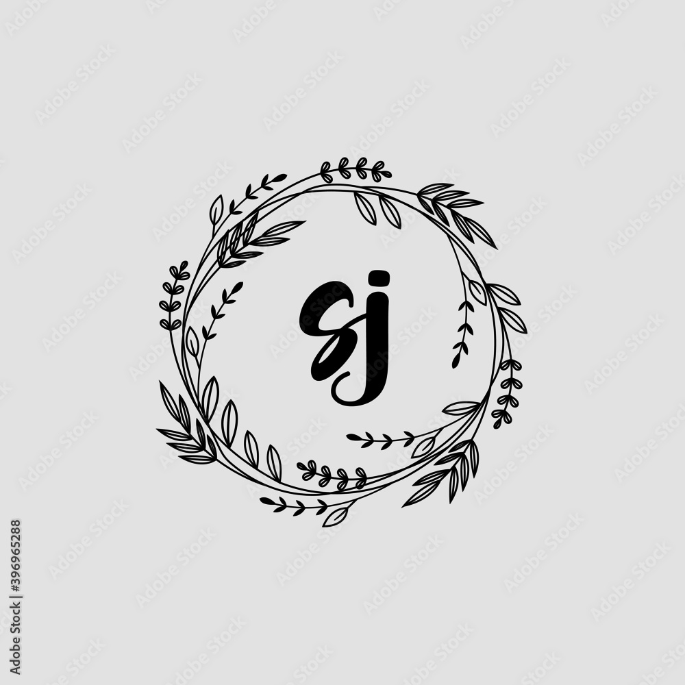 SJ Initial handwriting logo template vector SJ Initial handwriting logo template vector