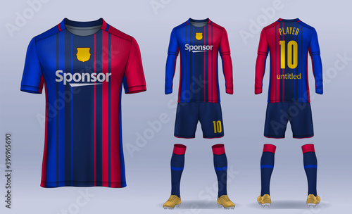 t-shirt sport design template, Soccer jersey mockup for football club. uniform front and back view.
