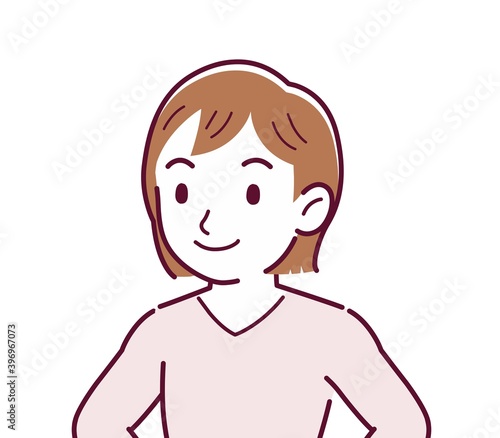 ピンクの長袖の若い女性