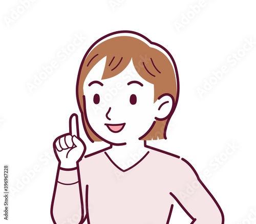 ピンクの長袖の若い女性