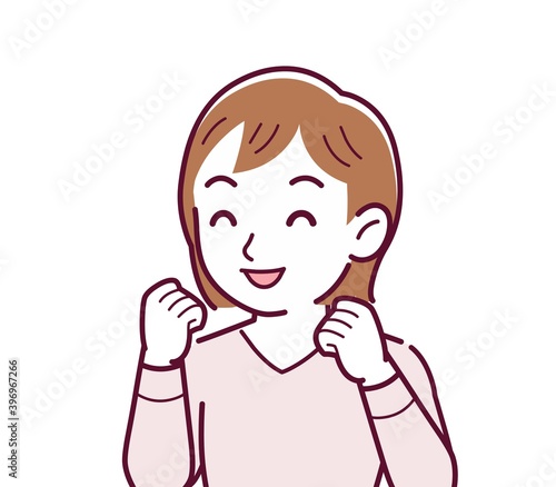 ピンクの長袖の若い女性