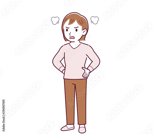 ピンクの長袖の若い女性