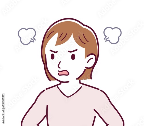 ピンクの長袖の若い女性