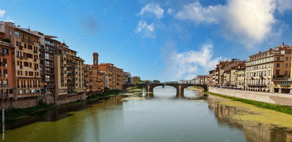 bright sunny day on the Arno River in Florence