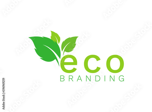 Nature green eco organic leaf logo flat design style vector isolated on white background.